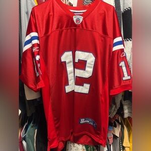 NFL Tom Brady red Patriots Football Jersey with White & Blue Accents